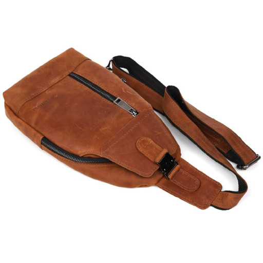 Чоловічий рюкзак слінг шкіряний коньячний TARWA RB-0116-3md