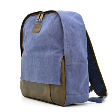 Youth backpack canvas with leather inserts RK-7224-4lx TARWA