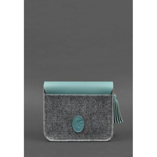 Фетрова жіноча бохо-сумка Лілу зі шкіряними бірюзовими вставками