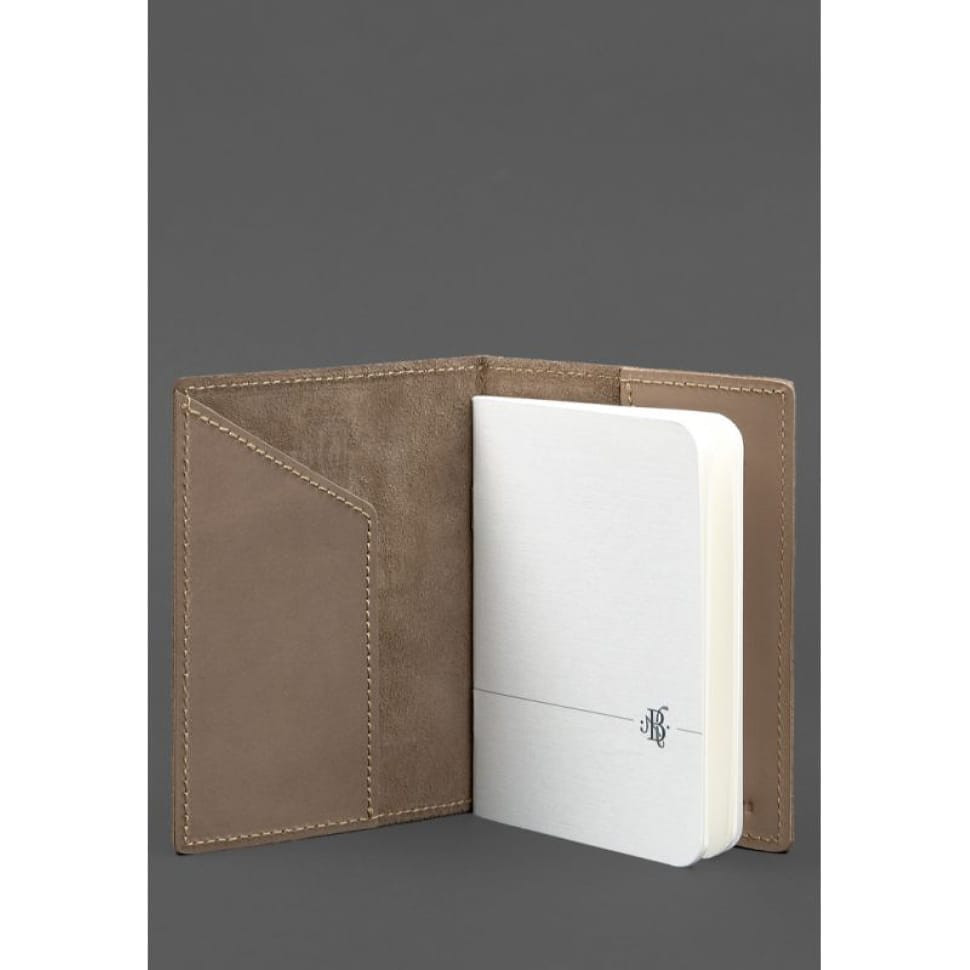 Шкіряна обкладинка для військового квитка 7.0 світло-бежева Crazy Horse