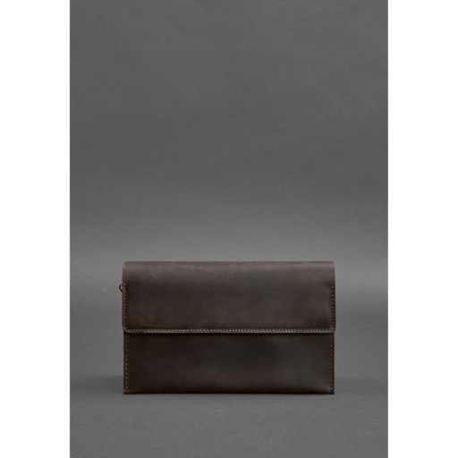 Шкіряний чоловічий клатч-барсетка 3.0 темно-коричневий Crazy Horse