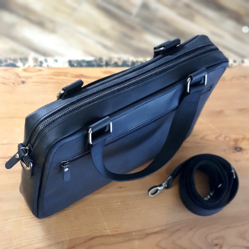 Шкіряна сумка BGS фомат А4 чорна BGS3175