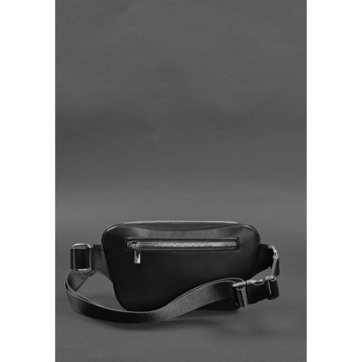 Шкіряна поясна сумка-бананка Трапеція чорна