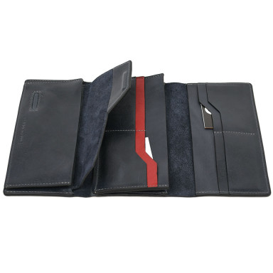 Grande Pelle 533670 glossy leather wallet, blue