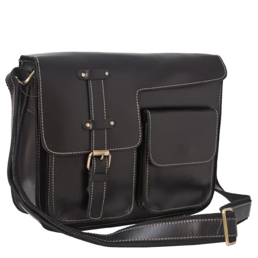 Чоловіча шкіряна сумка через плече BUFFALO BAGS M1050A чорна
