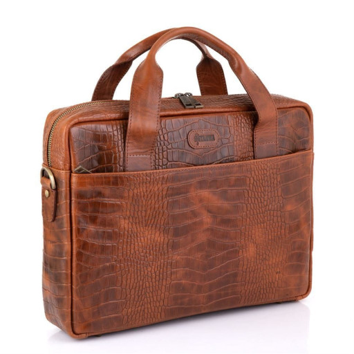 Шкіряна сумка для ноутбука і документів з тисненням під рептилію REP-1813-4lx бренду TARWA