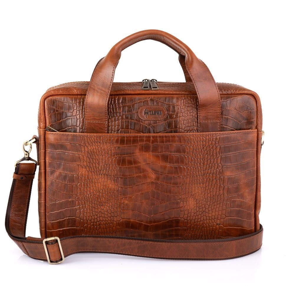 Шкіряна сумка для ноутбука і документів з тисненням під рептилію REP-1813-4lx бренду TARWA