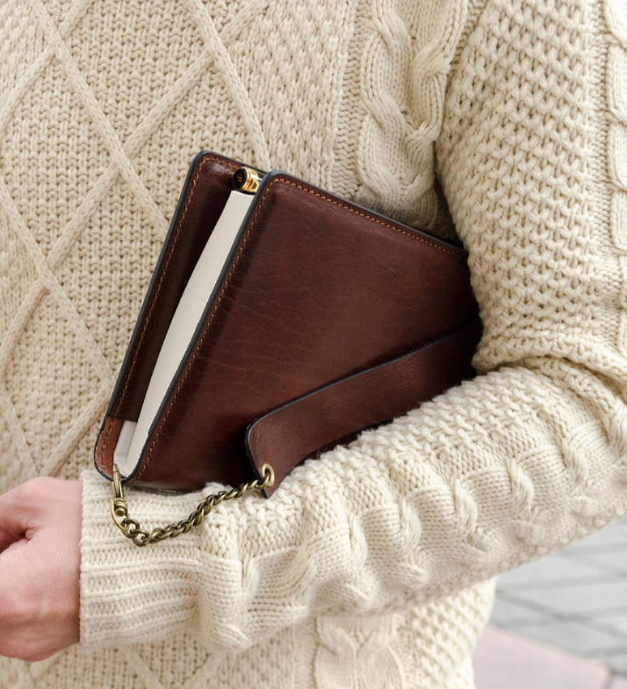 Шкіряний щоденник з поповнюваним блокнотом формату А5 - The Diary of a Nobody - Коричневий колір - Time Resistance 5207801