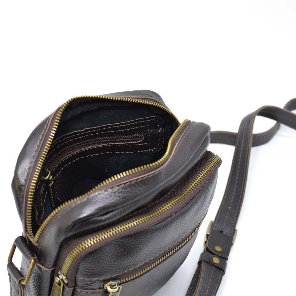 Mens shoulder bag brown flotar FC-8086-1md TARWA leather inside