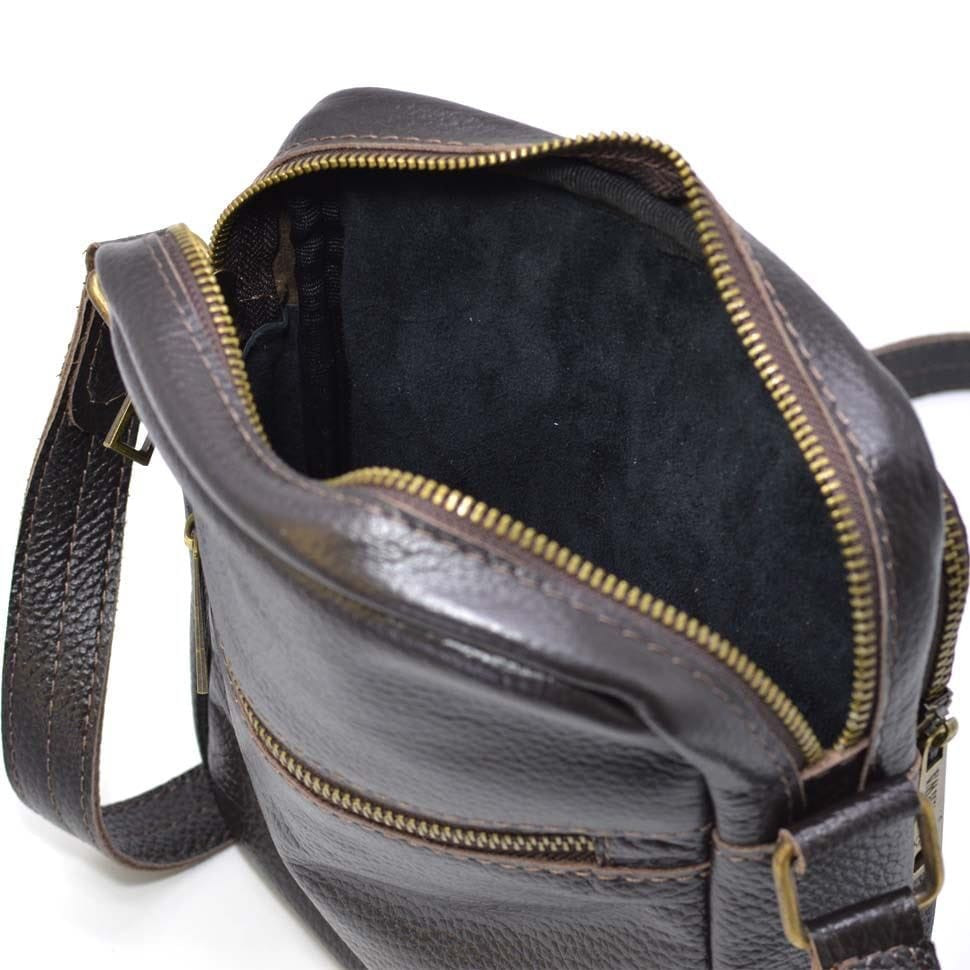 Mens shoulder bag brown flotar FC-8086-1md TARWA leather inside