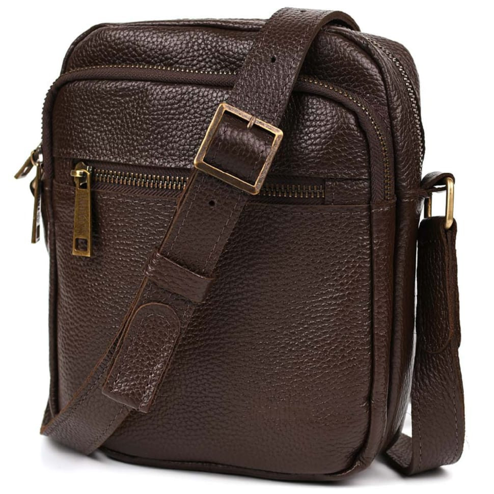 Mens shoulder bag brown flotar FC-8086-1md TARWA leather inside