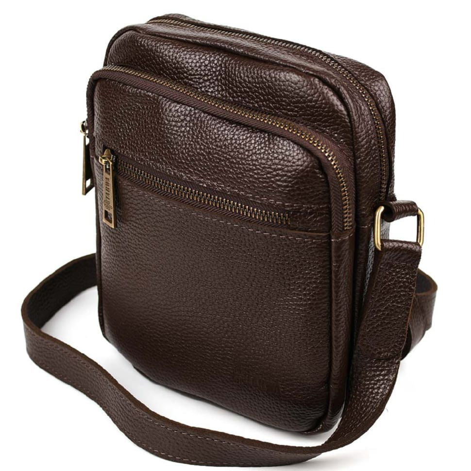 Mens shoulder bag brown flotar FC-8086-1md TARWA leather inside