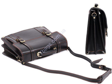 Stylish men's briefcase made of genuine leather, handmade