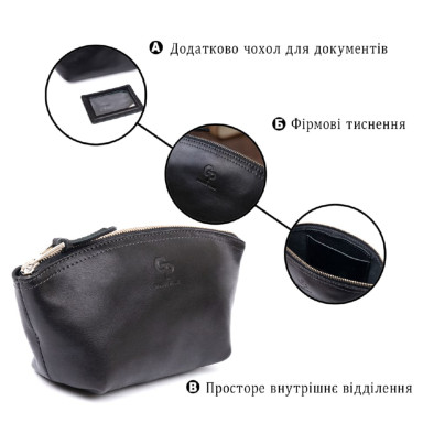 Женская косметичка из кожи Amelin GRANDE PELLE 11302 Черная