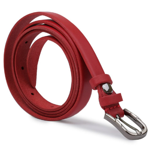 Тонкий шкіряний жіночий ремінь Vintage 20752 Червоний