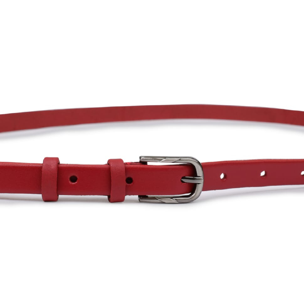 Тонкий шкіряний жіночий ремінь Vintage 20752 Червоний