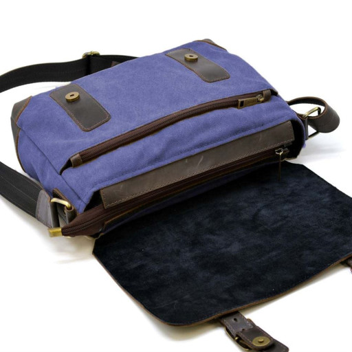 Чоловіча сумка через плече шкіра та канвас RKc-6002-3md TARWA