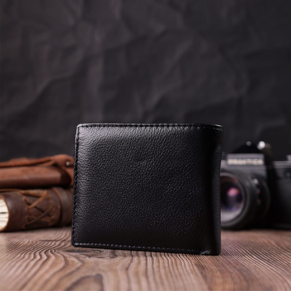 Стильный мужской кошелек из натуральной кожи ST Leather 22457 Черный