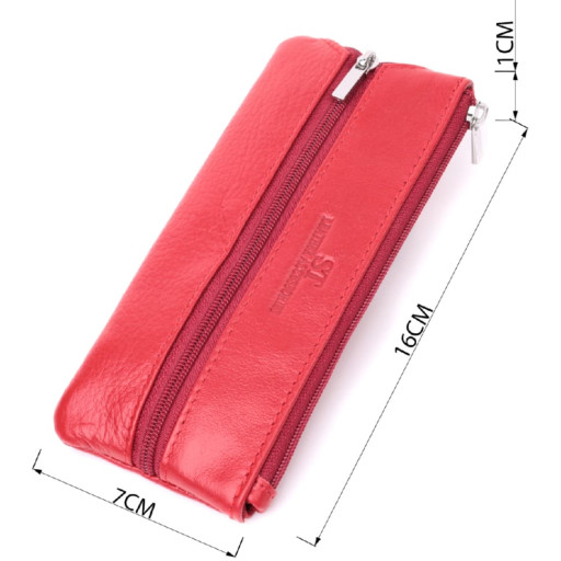 Яскрава шкіряна ключниця на блискавці ST Leather 22557 Червоний