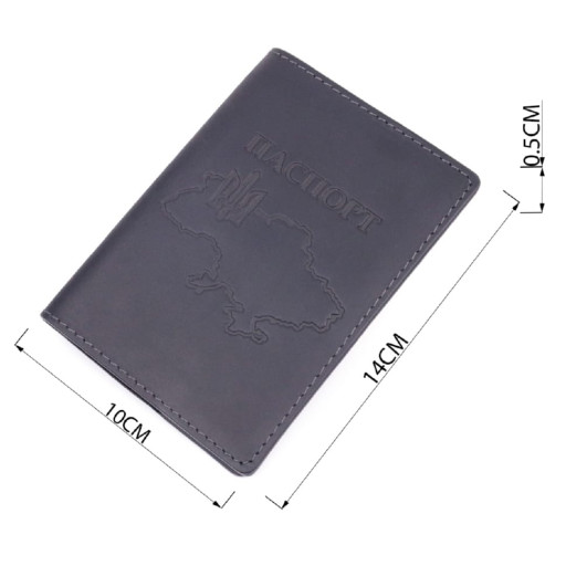 Стильна обкладинка на паспорт у вінтажній шкірі Карта GRANDE PELLE 16770 Чорна