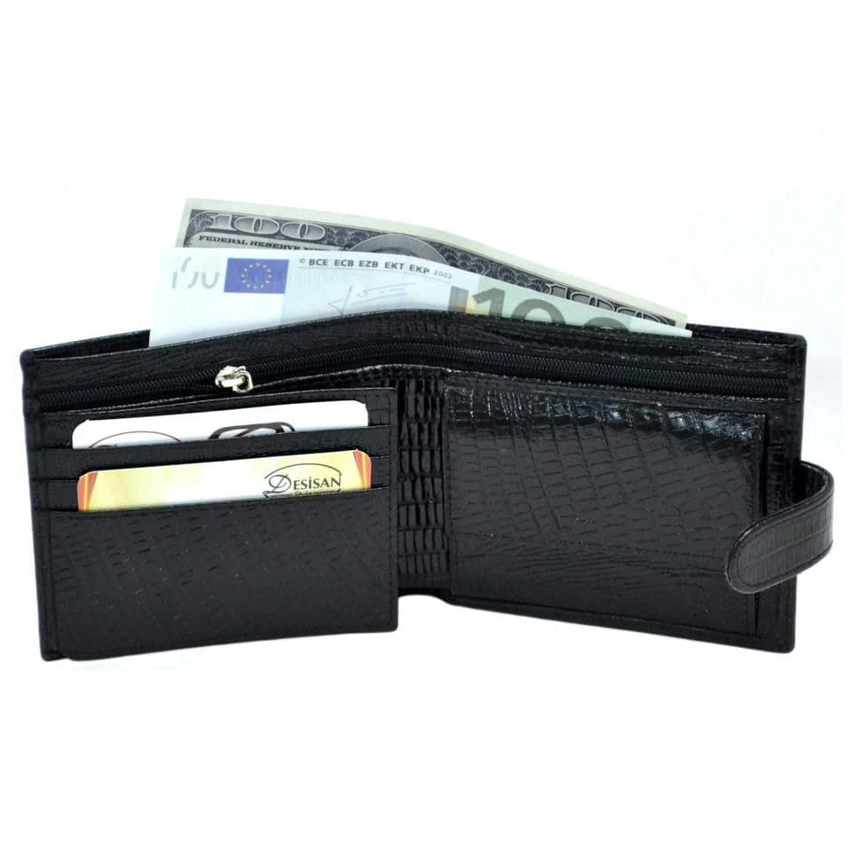 Шкіряне портмоне Desisan 087-143 чорний лазер