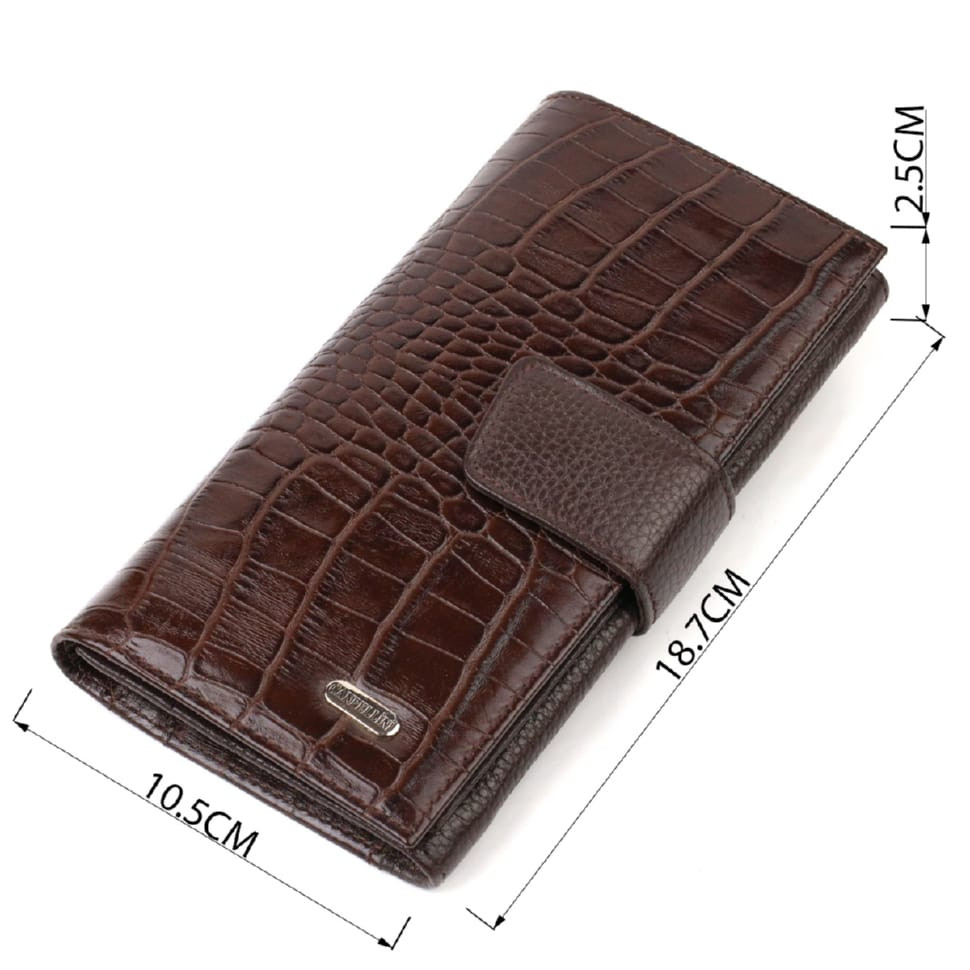 Місткий вертикальний чоловічий портмоне з натуральної шкіри з тисненням під крокодила CANPELLINI 21837