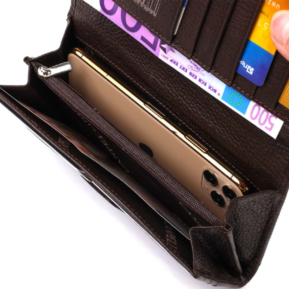 Місткий вертикальний чоловічий портмоне з натуральної шкіри з тисненням під крокодила CANPELLINI 21837