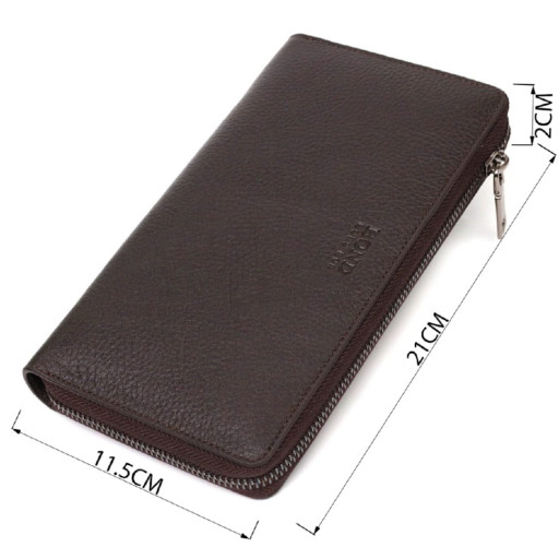 Цікавий чоловічий клатч з одним відділенням із натуральної шкіри BOND 22032 Коричневий