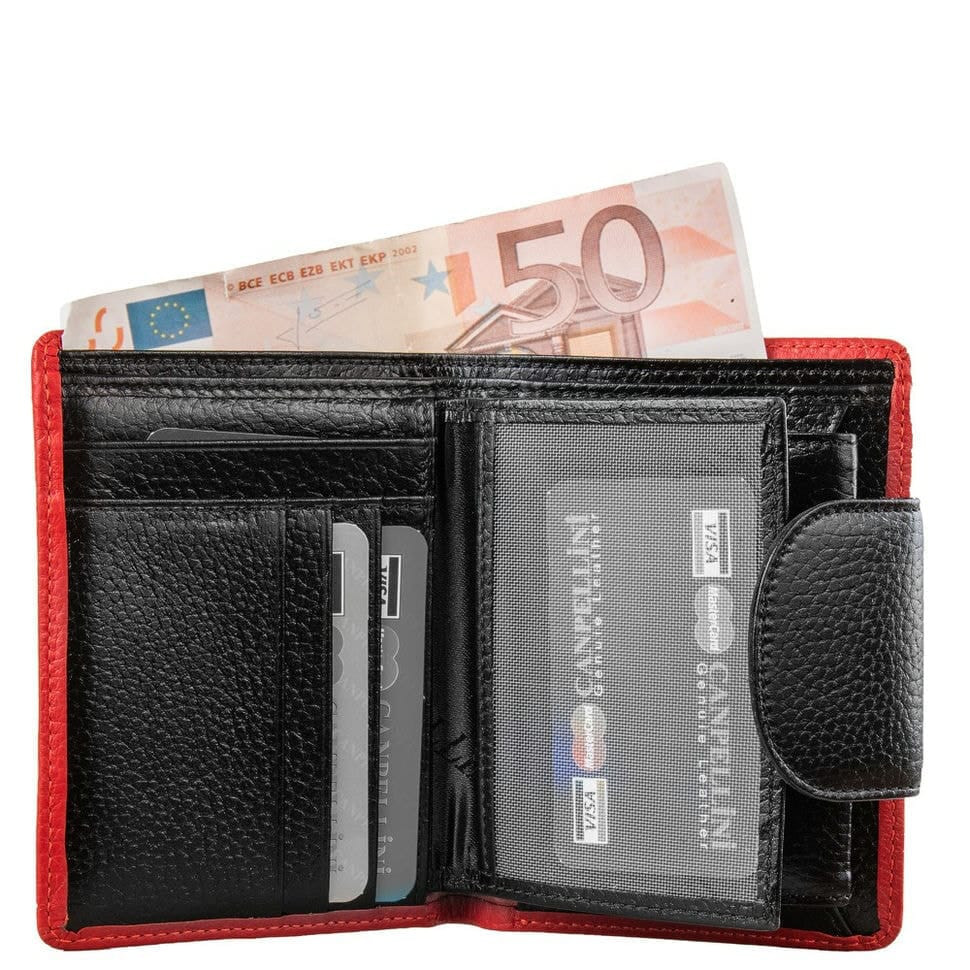 Гаманець жіночий шкіряний CANPEL 967-172 DM червоно-чорний флотар