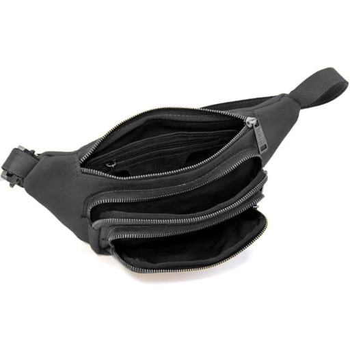 Шкіряна бананка напоясна із кінської шкіри чорна RA-8179-3md TARWA