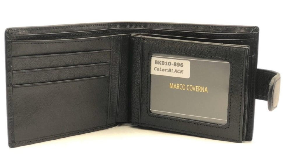 Чёрный кожаный кошелёк на защелке Marco Coverna BK010-896