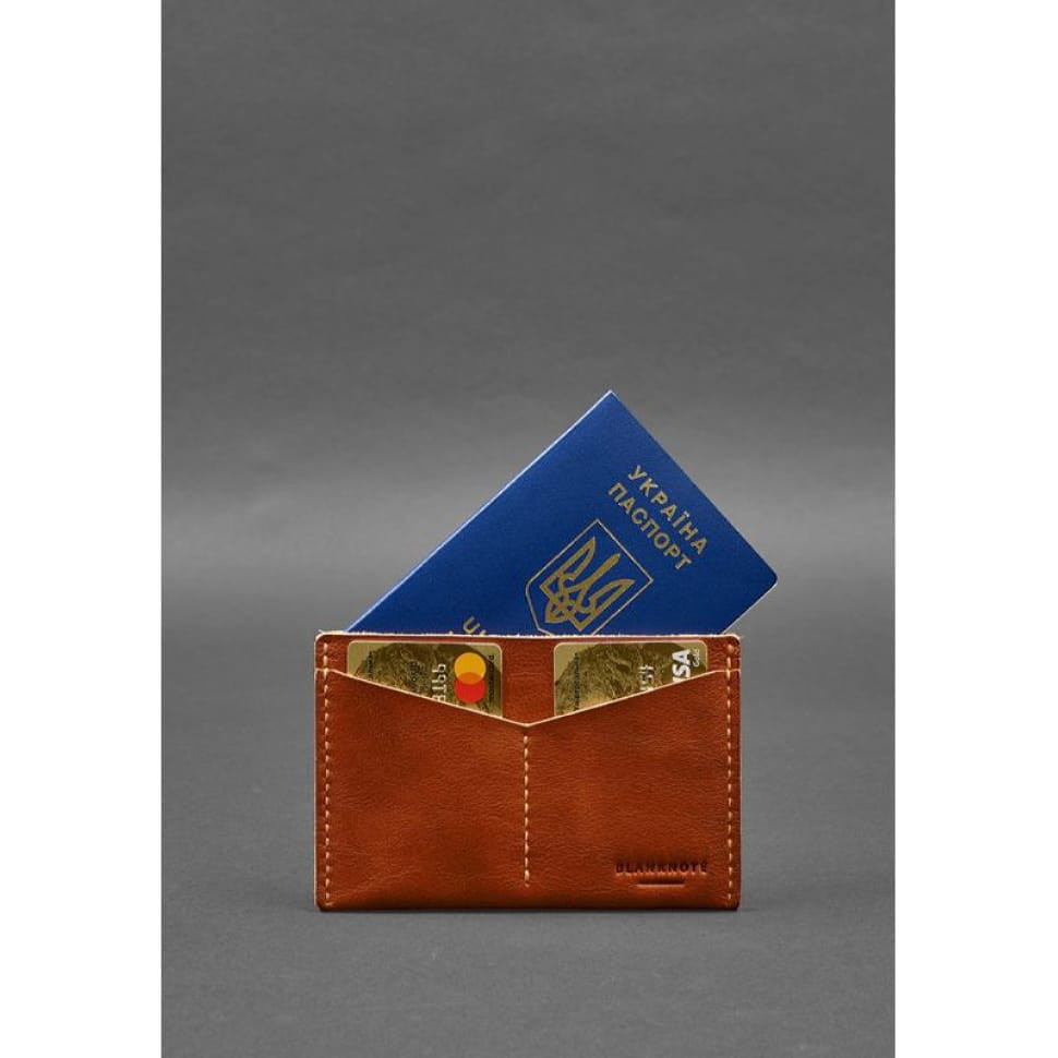 Кожаная обложка-органайзер для документов 6.2 светло-коричневый краст