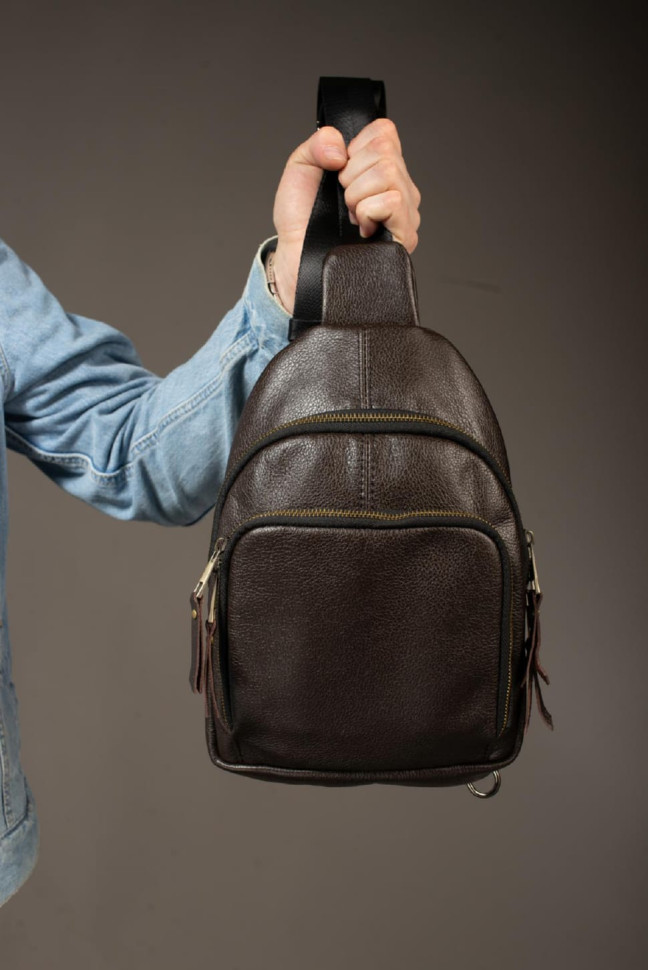 Genuine Leather Sling, Leather Shoulder Bag SKILL (Brown)