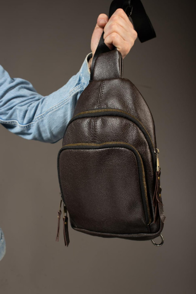Genuine Leather Sling, Leather Shoulder Bag SKILL (Brown)
