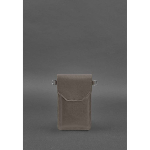 Шкіряна сумка-чохол для телефону темно-бежева