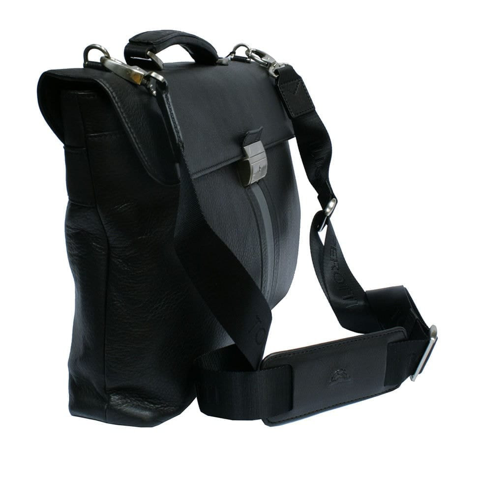 Шкіряний портфель Stripes 9514 nero чорний