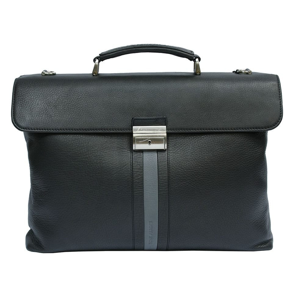 Шкіряний портфель Stripes 9514 nero чорний