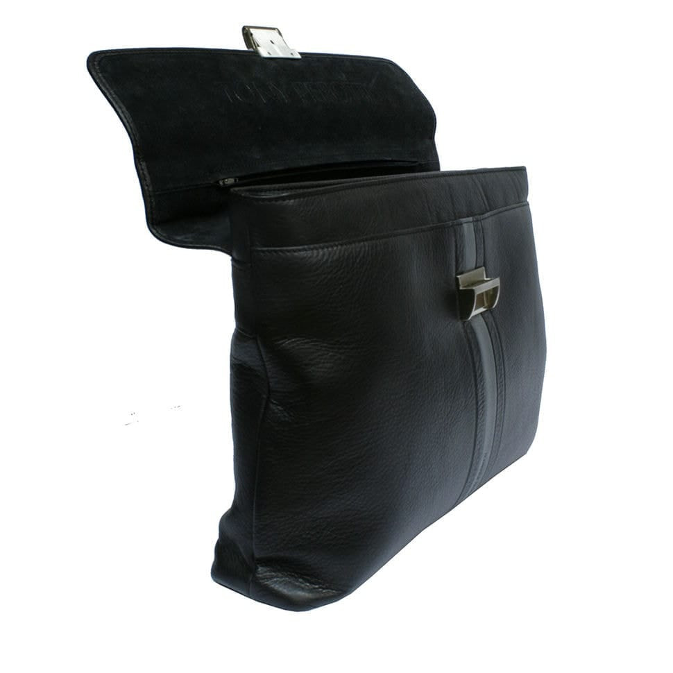 Шкіряний портфель Stripes 9514 nero чорний