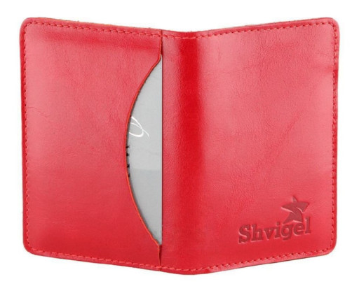 Шкіряна яскрава візитниця Shvigel 00116 червона