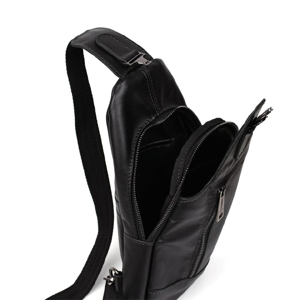Mens leather sling backpack black TARWA GA-0116-3md