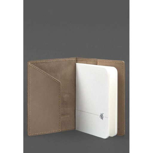 Шкіряна обкладинка для військового квитка 7.3 світло-бежева Crazy Horse