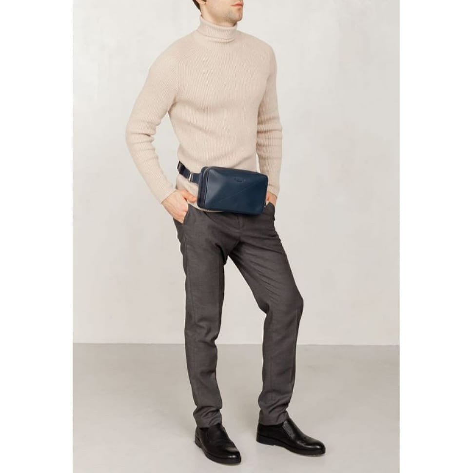 Шкіряна сумка Dropbag Maxi темно-синя