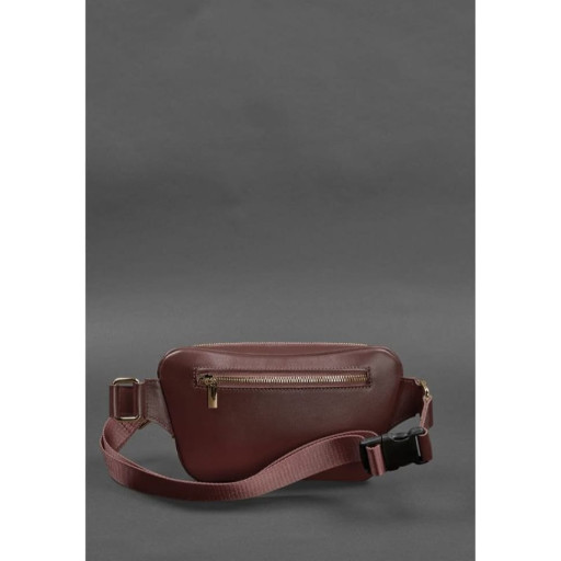 Шкіряна поясна сумка-бананка Трапеція бордова