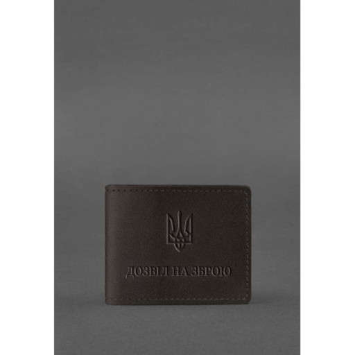 Шкіряна обкладинка для дозволу на зброю темно-коричнева