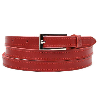 Ремінь жіночий тонкий Grande Pelle 1602060006 червоний з рядком 