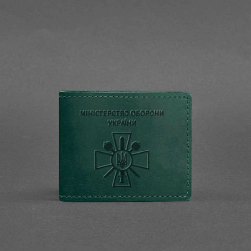 Шкіряна обкладинка для посвідчення міністерства оборони зелена Crazy Horse