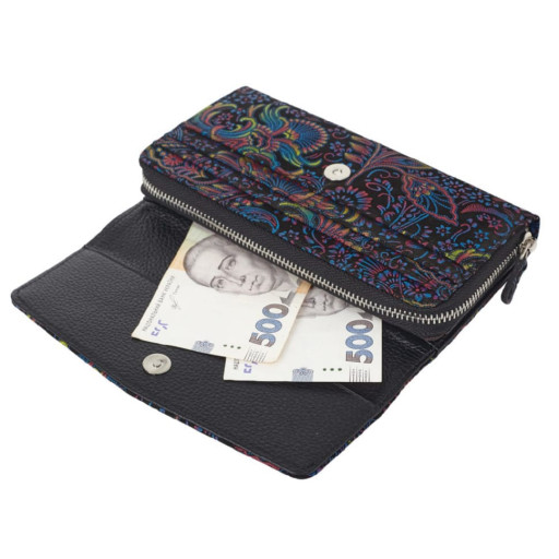 Гаманець жіночий шкіряний Desisan 152-995 сині квіти