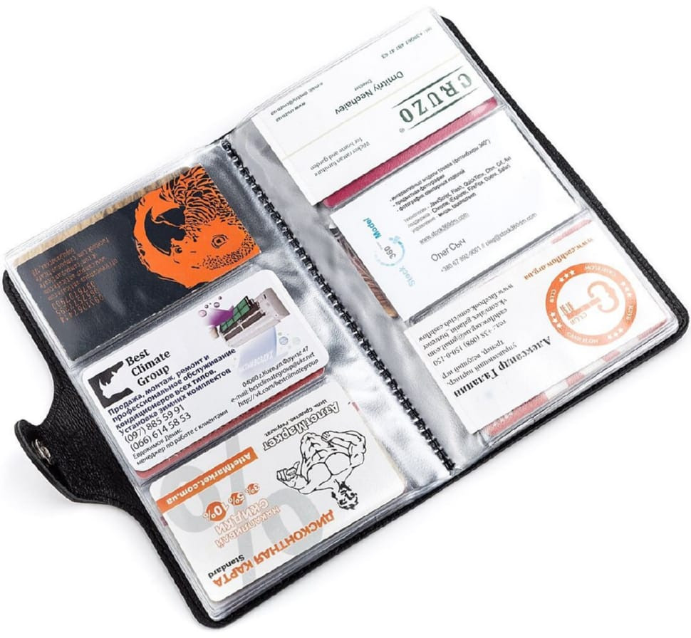 Візитниця велика Shvigel 13905 шкіряна Чорна