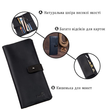 Бумажник мужской из винтажной кожи SHVIGEL 16209 Черный