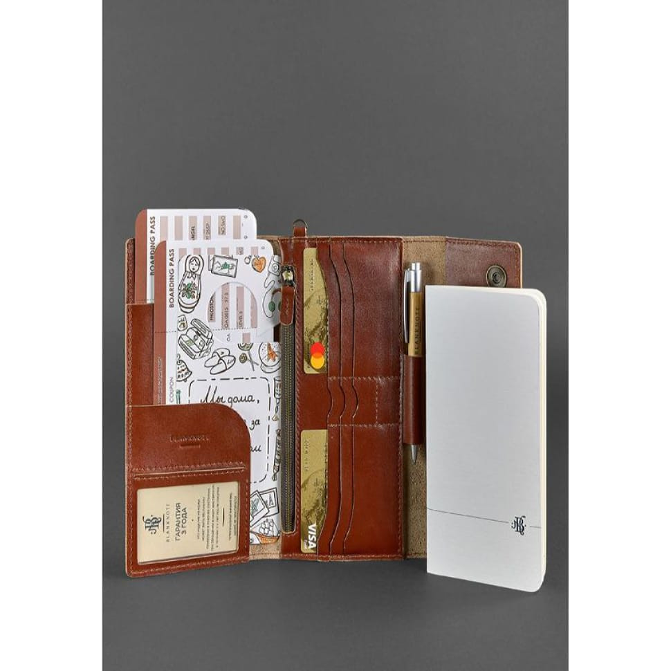 Кожаный клатч-органайзер (Тревел-кейс) 5.0 светло-коричневый